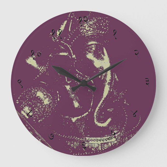 Ganesha (Purple) Sanskrit Wall Clock (Front)