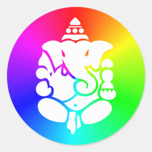 Ganesha Rainbow Classic Round Sticker