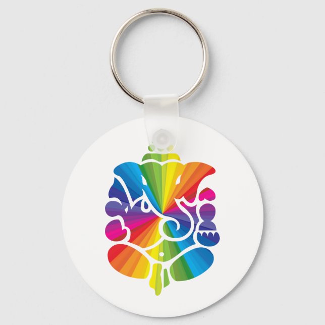 Ganesha Rainbow Design Key Ring (Front)