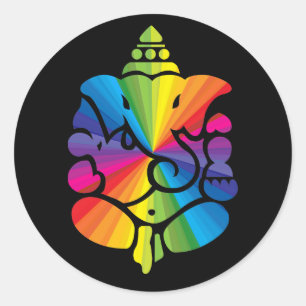 Ganesha Rainbow Sign Classic Round Sticker