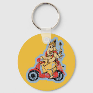 Ganesha Riding a Scooter Key Ring
