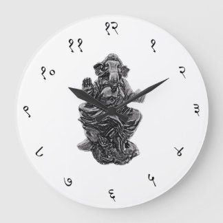 Ganesha Sanskrit Wall Clock Large Round (white)