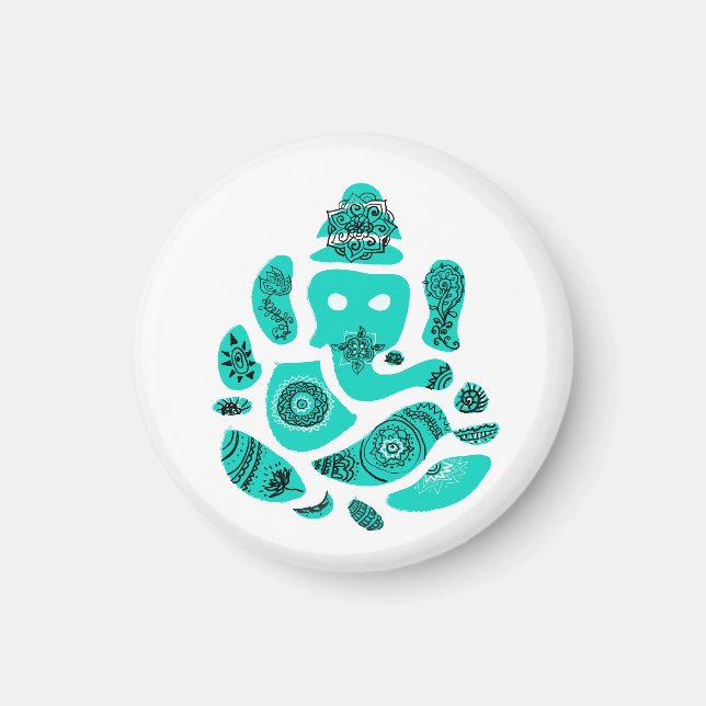 Ganesha Small, 3.2 Cm Round Magnet (Front)