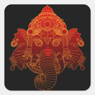 ganesha square sticker