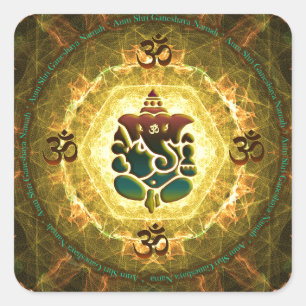 Ganesha - Success, Victory, Prosperity, Knowledge Square Sticker