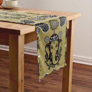 Ganesha Themed Hindu Art Print Long Table Runner