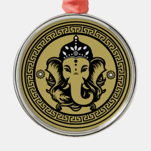 Ganesha Themed Hindu Art Print Metal Tree Decoration