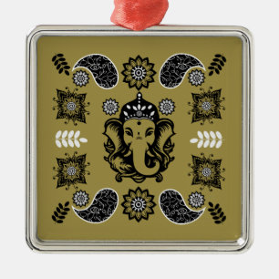 Ganesha Themed Hindu Art Print Metal Tree Decoration