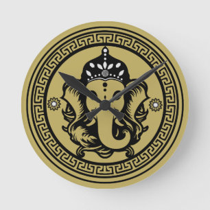 Ganesha Themed Hindu Art Print Round Clock