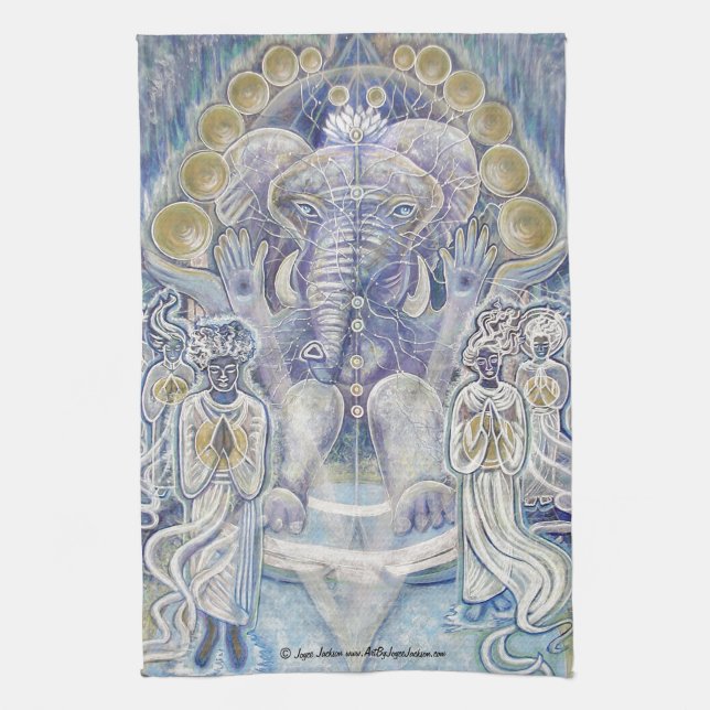 Ganesha Wealth Blessing Kitchen Towel (Vertical)