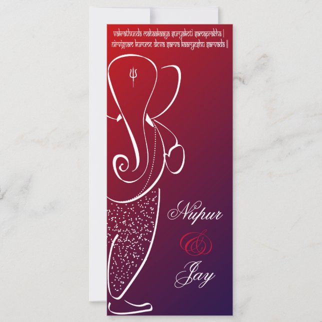 Ganesha Wedding Invite :: Cherry Red (Front)