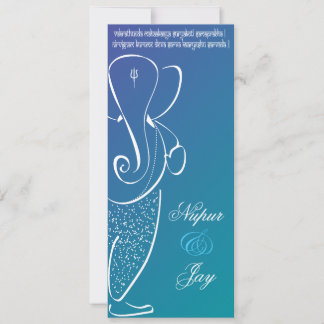Ganesha Wedding Invite :: Navy and Teal