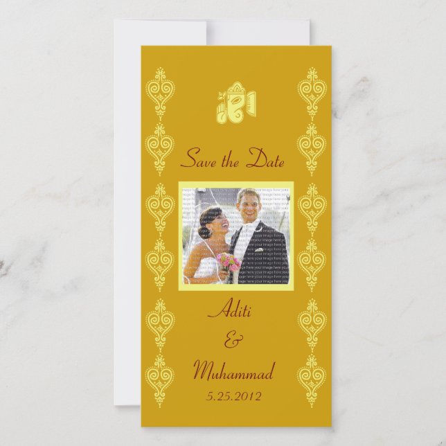Ganesha Wedding Save the Date Photo Cards (Front)