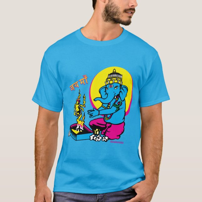 Ganesh's Puja to Ma Jah Sunny Arts Design Tshirt (Front)