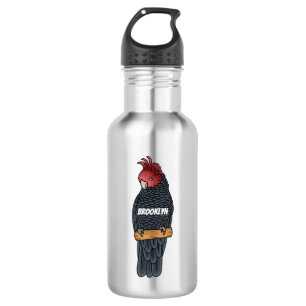 Gang gang cockatoo bird cartoon illustration  532 ml water bottle