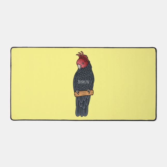 Gang gang cockatoo bird cartoon illustration desk mat (Front)