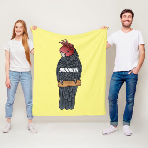 Gang gang cockatoo bird cartoon illustration  fleece blanket