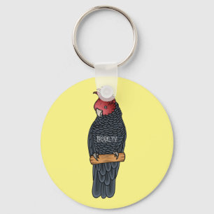 Gang gang cockatoo bird cartoon illustration key ring