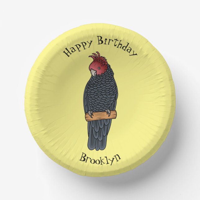 Gang gang cockatoo bird cartoon illustration  paper plate (Front)