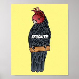 Gang gang cockatoo bird cartoon illustration poster