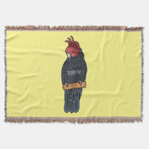 Gang gang cockatoo bird cartoon illustration throw blanket