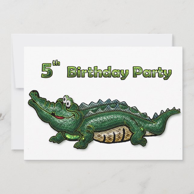 Gang Green Gator 5th Birthday Invitation (Front)