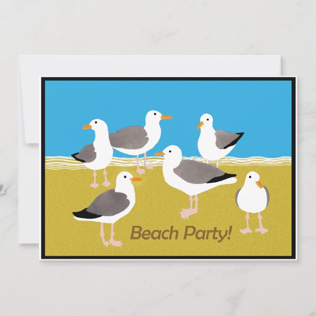 Gang of Seagulls at the Beach Party Invitation (Front)