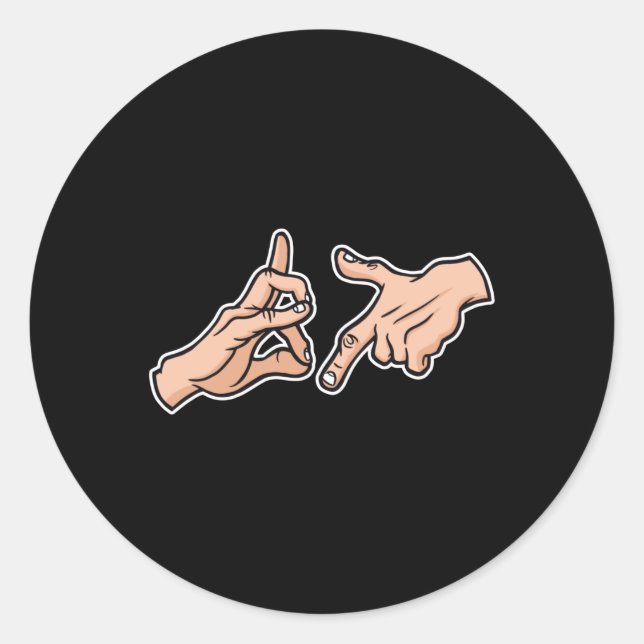 Gang sign classic round sticker (Front)