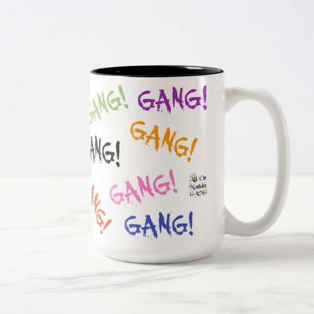 GANG! Two-Tone Mug, 15 oz Coffee Mug (Right)