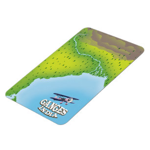 Ganges India map travel poster Magnet