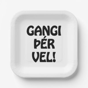 GANGI ÞÉR VEL! GOOD LUCK! Icelandic Language Paper Plate