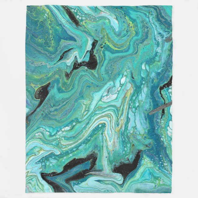 Gangs Back 1 Liquid Green Abstract Blanket (Front)