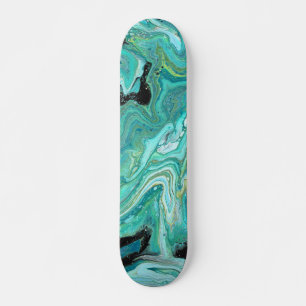 Gangs Back 1 Liquid Green Abstract Skateboard Deck