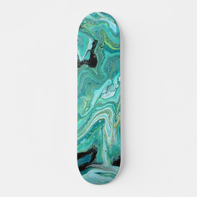 Gangs Back 1 Liquid Green Abstract Skateboard Deck (Front)