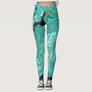 Gangs Back 1 Soothing Blue Green Abstract Leggings