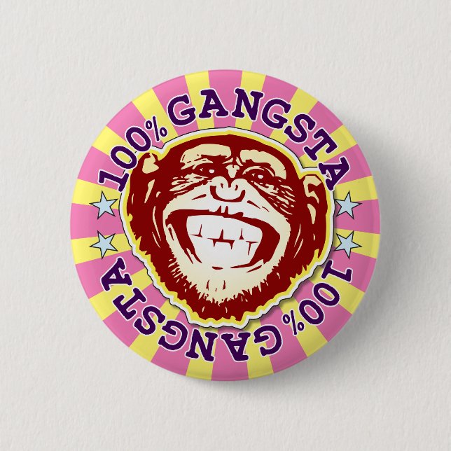 Gangsta 100% Funny Funky Monkey Badge (Front)