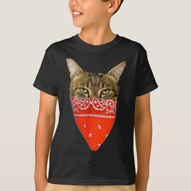 Gangsta Cat Shirt Funny Red Band Kitty Cat For Men (Front)