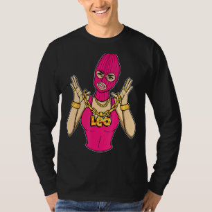 Gangsta Girl Leo Masked Gangster Woman With Gold C T-Shirt
