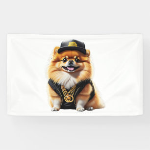 Gangsta Pomeranian - Hip Hop Dog Swag Banner