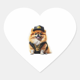 Gangsta Pomeranian - Hip Hop Dog Swag Heart Sticker