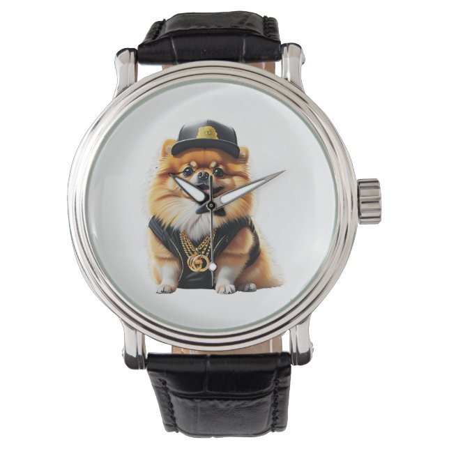 Gangsta Pomeranian - Hip Hop Dog Swag Watch (Front)