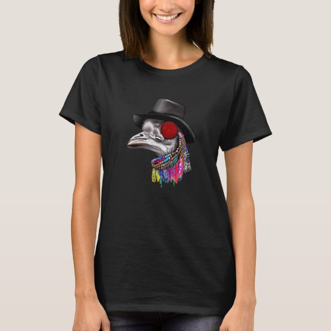 Gangsta Rap Ostrich Hat Necklaces  Animal Festival T-Shirt (Front)