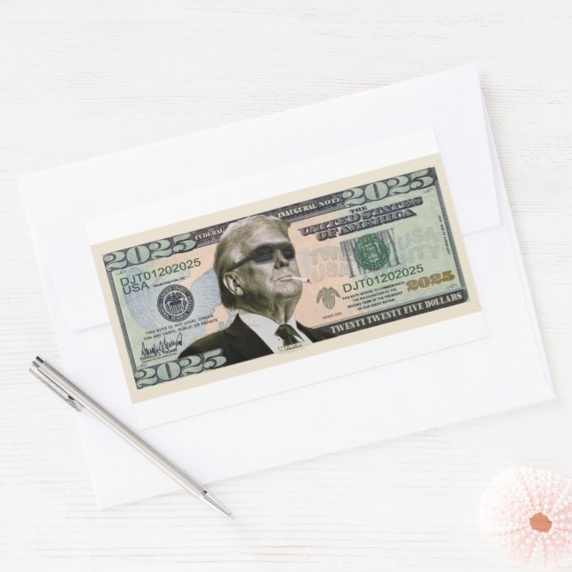Gangsta Trump 2025 Dollar Bill  Rectangular Sticker (Envelope)