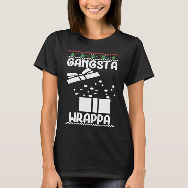 Gangsta Wrappa Merry Christmas Santa Claus Christm T-Shirt (Front)