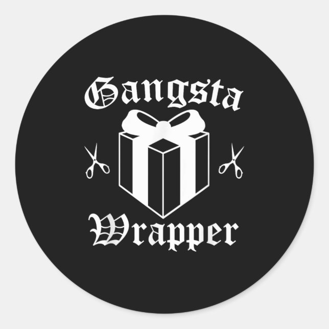 Gangsta Wrapper Christmas Holiday  Classic Round Sticker (Front)