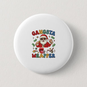 Gangsta Wrapper Christmas Santa Microphone Money 6 Cm Round Badge