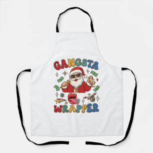 Gangsta Wrapper Christmas Santa Microphone Money Apron
