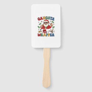 Gangsta Wrapper Christmas Santa Microphone Money Hand Fan