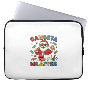 Gangsta Wrapper Christmas Santa Microphone Money Laptop Sleeve