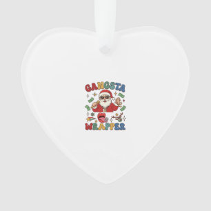 Gangsta Wrapper Christmas Santa Microphone Money Ornament